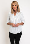 Serafina Collection V-Neck Striped Blouse, White