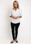 Serafina Collection V-Neck Striped Blouse, White