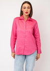 Serafina Cotton Plain Button-Down Shirt, Fuchsia