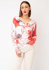 Serafina Floral Print V-Neck Pullover, Coral