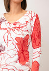 Serafina Floral Print V-Neck Pullover, Coral