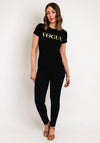 Serafina Collection Vogue Button Neck T-Shirt, Black
