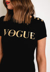 Serafina Collection Vogue Button Neck T-Shirt, Black