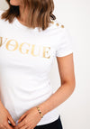 Serafina Collection Vogue Button Neck T-Shirt, White