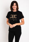 Serafina Collection Rhinestone Chain Detail T-Shirt, Black