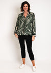 Serafina Collection Animal Print Bomber Jacket, Green