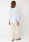 Serafina Collection Striped Frill Neck Blouse, Blue
