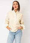 Serafina Collection Striped Frill Neck Blouse, Lemon