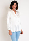 Serafina Collection Curve Animal Print Satin Blouse, White