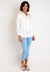 Serafina Collection Curve Animal Print Satin Blouse, White