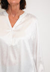 Serafina Collection Curve Animal Print Satin Blouse, White