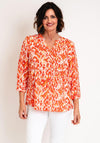 Serafina Collection Curve Abstract Print Blouse, Orange