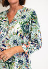 Serafina Collection Curve Graphic Flower Print Blouse, Green