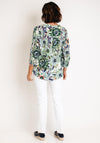 Serafina Collection Curve Graphic Flower Print Blouse, Green