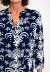 Serafina Collection Curve Vintage Floral Print Blouse, Navy