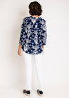 Serafina Collection Curve Vintage Floral Print Blouse, Navy