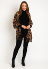 Serafina Collection One Size Faux Fur Leopard Print Cape, Brown