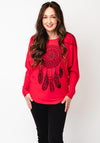 Serafina Collection One Size Dreamcatcher Knit Jumper, Red