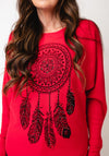 Serafina Collection One Size Dreamcatcher Knit Jumper, Red