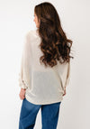Serafina One Size Frill Sleeve Knit Jumper, Beige