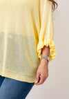 Serafina One Size Frill Sleeve Knit Jumper, Lemon