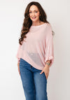 Serafina One Size Frill Sleeve Knit Jumper, Pink