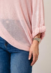 Serafina One Size Frill Sleeve Knit Jumper, Pink