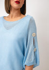 Serafina Knitted with Embellished Button Detail Sweater, Blue