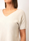 Serafina V-Neck Short Sleeve Jumper, Beige