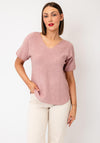 Serafina V-Neck Short Sleeve Jumper, Mauve