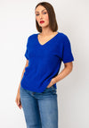Serafina V-Neck Short Sleeve Jumper, Royal Blue