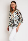 Serafina Collection One Size Tie Leopard Print Light Top, Black & Mint