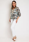 Serafina Collection One Size Tie Leopard Print Light Top, Black & Mint