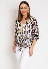 Serafina Collection One Size Tie Leopard Print Light Top, Black & Pink