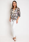 Serafina Collection One Size Tie Leopard Print Light Top, Black & Pink