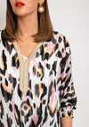 Serafina Collection One Size Tie Leopard Print Light Top, Black & Pink