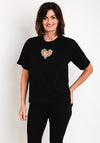 Serafina Collection Diamante Cut Out Heart T-Shirt, Black