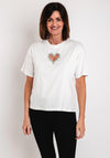 Serafina Collection Diamante Cut Out Heart T-Shirt, White