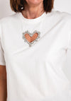 Serafina Collection Diamante Cut Out Heart T-Shirt, White