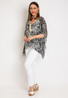 Serafina Collection One Size Tie Zebra Print Light Top, Black & Gold