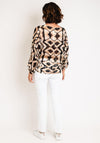 Serafina Collection One Size Retro Print V Neck Top, Beige