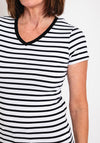 Serafina Collection Striped V Neck T-Shirt, White & Black