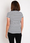 Serafina Collection Striped V Neck T-Shirt, White & Black