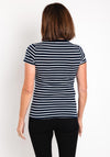 Serafina Collection Striped V Neck T-Shirt, Navy