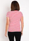 Serafina Collection Striped V Neck T-Shirt, Red