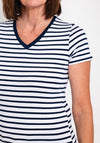 Serafina Collection Striped V Neck T-Shirt, White & Navy