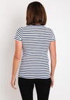 Serafina Collection Striped V Neck T-Shirt, White & Navy