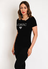 Serafina Collection Rhinestone Chic Chain Neck Top, Black
