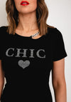 Serafina Collection Rhinestone Chic Chain Neck Top, Black