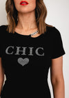 Serafina Collection Rhinestone Chic Chain Neck Top, Black